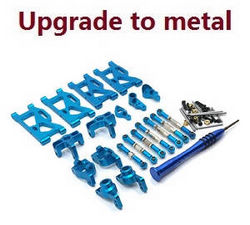 Shcong Wltoys 144001 RC Car accessories list spare parts 7-IN-1 upgrade to metal kit Blue