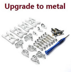 Shcong Wltoys 144001 RC Car accessories list spare parts 7-IN-1 upgrade to metal kit Silver - Click Image to Close