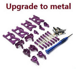 Shcong Wltoys 144001 RC Car accessories list spare parts 7-IN-1 upgrade to metal kit Purple