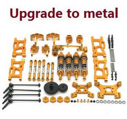 Shcong Wltoys 144001 RC Car accessories list spare parts 13-IN-1 upgrade to metal kit Gold - Click Image to Close