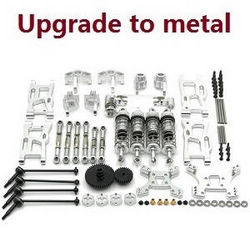 Shcong Wltoys 124017 RC Car accessories list spare parts 13-IN-1 upgrade to metal kit Silver