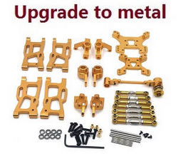 Shcong Wltoys 124017 RC Car accessories list spare parts 8-IN-1 upgrade to metal kit Gold - Click Image to Close