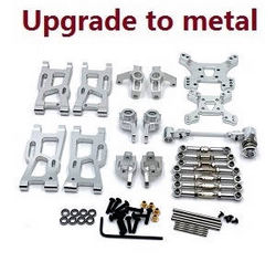 Shcong Wltoys 124019 RC Car accessories list spare parts 8-IN-1 upgrade to metal kit Silver - Click Image to Close