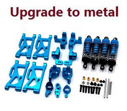 Shcong Wltoys 144001 RC Car accessories list spare parts 7-IN-1 upgrade to metal kit Blue - Click Image to Close
