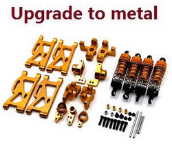 Shcong Wltoys 124019 RC Car accessories list spare parts 7-IN-1 upgrade to metal kit Gold - Click Image to Close
