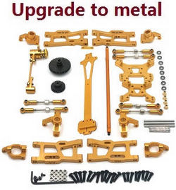Shcong Wltoys 124019 RC Car accessories list spare parts 12-IN-1 upgrade to metal kit Gold - Click Image to Close