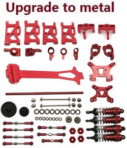 Shcong Wltoys 124019 RC Car accessories list spare parts 20-IN-1 upgrade to metal kit Red