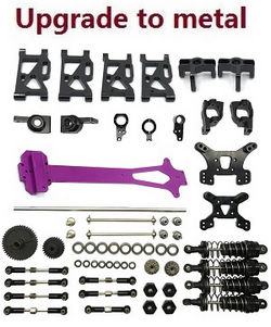 Shcong Wltoys 124019 RC Car accessories list spare parts 20-IN-1 upgrade to metal kit Black with Purple second floor board
