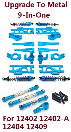 Shcong Wltoys 12409 RC Car accessories list spare parts upgrade to metal upgrade to metal 9-In-One group (metal Blue color)