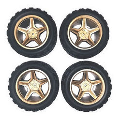 Shcong Wltoys 12409 RC Car accessories list spare parts upgrade tires 4pcs (Gold) - Click Image to Close