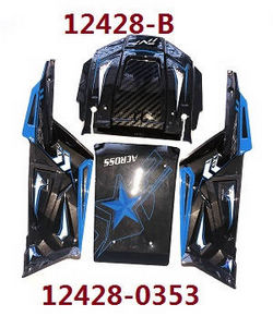 Shcong Wltoys 12428 12427 12428-A 12427-A 12428-B 12427-B 12428-C 12427-C RC Car accessories list spare parts car shell Blue (For 12427-B 12428-B)