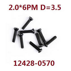 Shcong Wltoys 12423 12428 RC Car accessories list spare parts screws 2.0*6PM D=3.5 (0570) - Click Image to Close