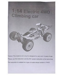 Shcong Wltoys 144001 RC Car accessories list spare parts English manual book - Click Image to Close