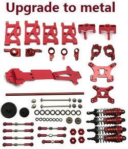 Shcong Wltoys 144001 RC Car accessories list spare parts 20-IN-1 upgrade to metal kit Red - Click Image to Close