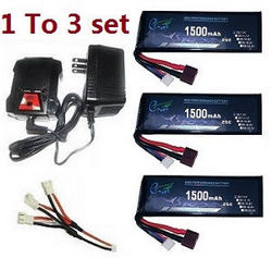 Shcong Wltoys XK 144002 RC Car accessories list spare parts 1 to 3 charger set + 3*7.4V 1500mAh battery set - Click Image to Close