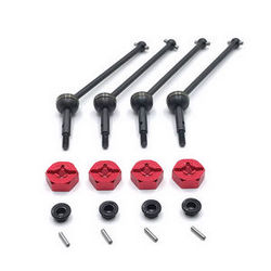 Shcong Wltoys 144001 RC Car accessories list spare parts universal drive shaft and cup set + M4 nuts + fixed small bar + red hexagon seat