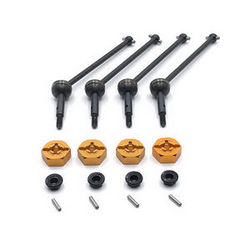 Shcong Wltoys XK 124016 RC Car accessories list spare parts universal drive shaft and cup set + M4 nuts + fixed small bar + gold color hexagon seat