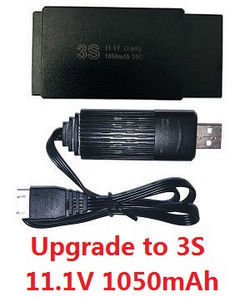 MJX Hyper Go 16207 16208 16209 16210 11.1V 1050mAh battery (3S) with USB charger wire - Click Image to Close