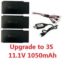 MJX Hyper Go 16207 16208 16209 16210 1 to 3 charger wire set + 3*11.1V 1050mAh battery (3S) set