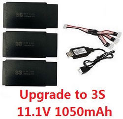 MJX Hyper Go 16207 16208 16209 16210 1 to 3 charger wire set + 3*11.1V 1050mAh battery (3S) set