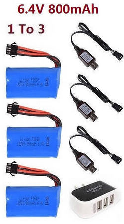 Shcong Wltoys 18428-C RC Car accessories list spare parts 1 to 3 charger set + 3*6.4V 800mAh battery set