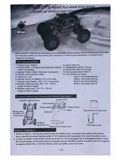 Shcong Wltoys 18428-C RC Car accessories list spare parts English manual book