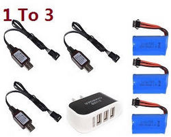 Shcong Wltoys 18628 18629 RC Car accessories list spare parts 1 to 3 charger wire + 3*6.4V 800mAh battery set