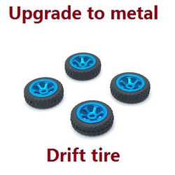 Shcong Wltoys K969 K979 K989 K999 P929 P939 RC Car accessories list spare parts upgrade to metal tire hub drift tires 4pcs (Blue)