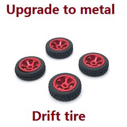 Shcong Wltoys K969 K979 K989 K999 P929 P939 RC Car accessories list spare parts upgrade to metal tire hub drift tires 4pcs (Red)