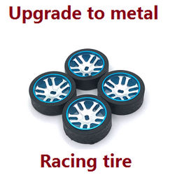 Shcong Wltoys K969 K979 K989 K999 P929 P939 RC Car accessories list spare parts upgrade to metal tire hub racing tires 4pcs (Blue)