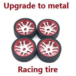 Shcong Wltoys K969 K979 K989 K999 P929 P939 RC Car accessories list spare parts upgrade to metal tire hub racing tires 4pcs (Red)