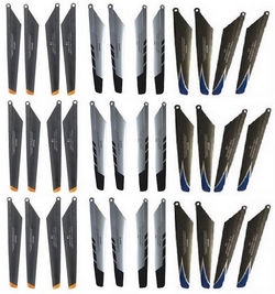 Shcong Double Horse 9050 DH 9050 RC helicopter accessories list spare parts main blades 9 sets (Upgrade Black-Orange + Silver-Black + Black-Blue)