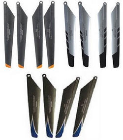 Shcong Huan Qi HQ 848 848B 848C RC helicopter accessories list spare parts main blades 3 sets (Upgrade Black-Orange + Silver-Black + Black-Blue)