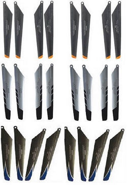 Shcong Subotech S902 S903 RC helicopter accessories list spare parts main blades 6 sets (Upgrade Black-Orange + Silver-Black + Black-Blue)