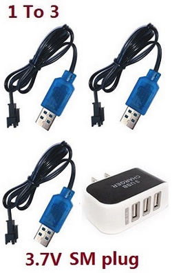 Shcong 1 to 3 USB charger adapter with 3* SM plug USB wire set (shipping with correct plug according to your country)
