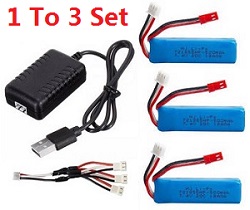 * Hot Deal 1 to 3 USB charger wire set + 3*7.4V 500mAh battery set