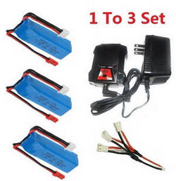 Shcong Wltoys A222 RC Car accessories list spare parts 1 to 3 charger and charger box set + 3*battery 7.4V 500mAh set