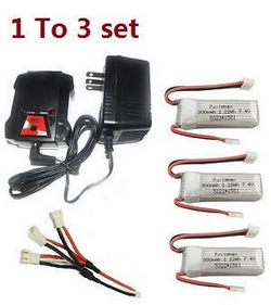 Shcong Wltoys XK A900 RC Airplanes Aircraft accessories list spare parts 1 to 3 charger and balance charger set + 3* 7.4V 300mAh battery set