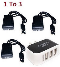 Shcong Wltoys XK A900 RC Airplanes Aircraft accessories list spare parts 1 to 3 charger adapter with 3* USB wire set