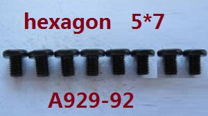 Shcong Wltoys A929 RC Car accessories list spare parts inner hexagon flat head screws M5*7 A929-92