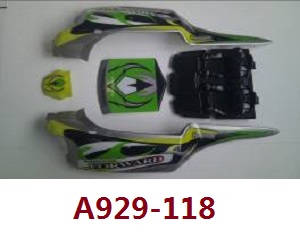 Shcong Wltoys A929 RC Car accessories list spare parts green car shell A929-118 - Click Image to Close