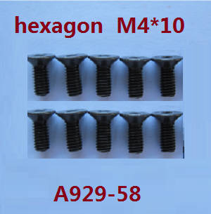 Shcong Wltoys A929 RC Car accessories list spare parts inner hexagon countersunk screws 10pcs M4*10 A929-58