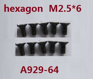 Shcong Wltoys A929 RC Car accessories list spare parts inner hexagon countersunk screws 10pcs M2.5*6 A929-64