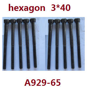 Shcong Wltoys A929 RC Car accessories list spare parts inner hexagon round cup head screws 10pcs M3*40 A929-65