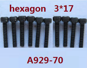 Shcong Wltoys A929 RC Car accessories list spare parts inner hexagon round cup head screws 10pcs M3*17 A929-70