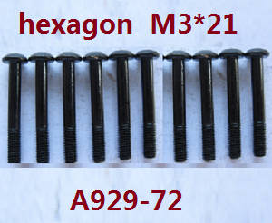 Shcong Wltoys A929 RC Car accessories list spare parts inner hexagon pan head lower half teeth screws 10pcs M3*21 A929-72