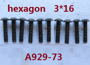 Shcong Wltoys A929 RC Car accessories list spare parts inner hexagon pan head screws 10pcs M3*16 A929-73