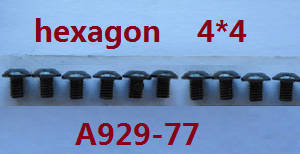 Shcong Wltoys A929 RC Car accessories list spare parts inner hexagon pan head screws 10pcs M4*4 A929-77