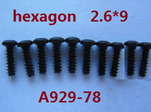 Shcong Wltoys A929 RC Car accessories list spare parts inner hexagon pan head screws 10pcs M2.6*9 A929-78