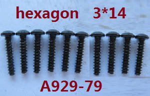Shcong Wltoys A929 RC Car accessories list spare parts inner hexagon pan head screws 10pcs M3*14 A929-79